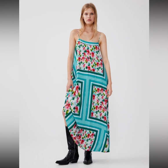 Zara Blogger Favorite Scarf Floral Slip Dress - Picture 1 of 4